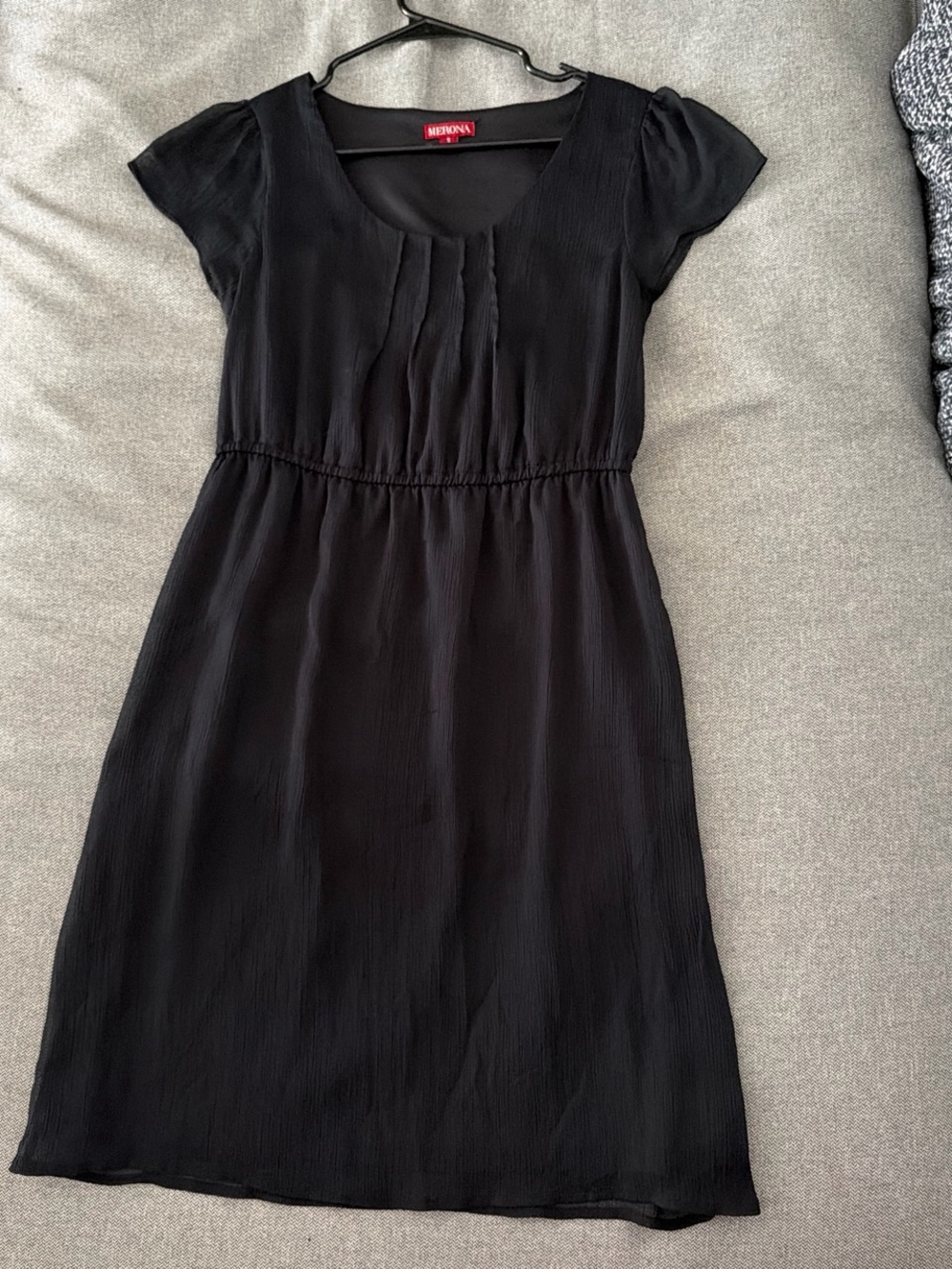 Merona Black Short Sleeve Gathered Waist Dress